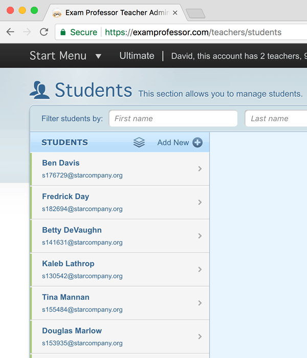 Step 3 - You will see a list of students.